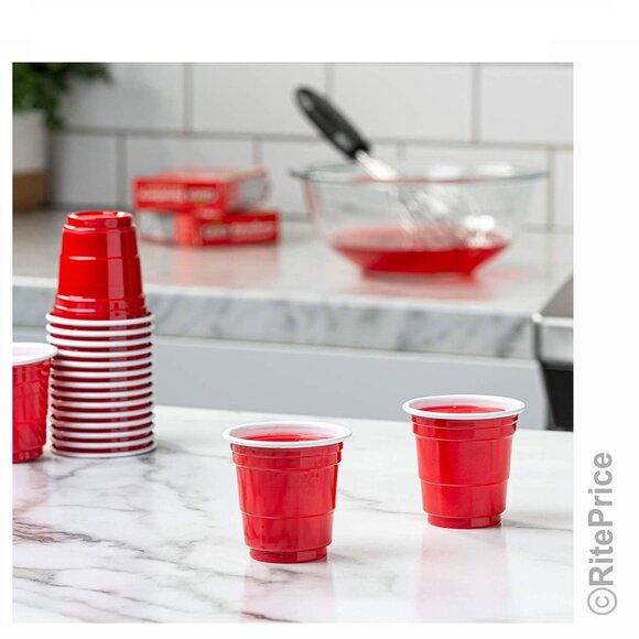 100 PCS Mini Red Cups 2oz Plastic Shot Glass Jelly Drink Party Disposable (5 PK) - Picture 9 of 13